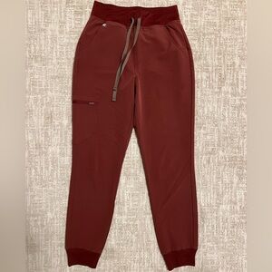 Figs XS Dark Cherry High Waisted Zamora Jogger Scrub Pants